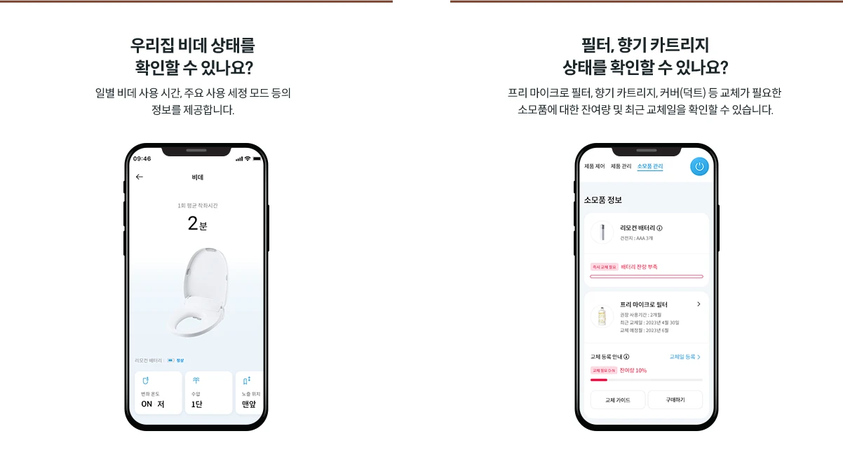 개인 맞춤부터 간편한 관리까지 스마트 IoT 비데 이미지