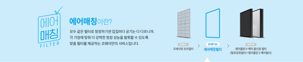 집에 맞춰, 상황에 맞춰 에어매칭필터 이미지